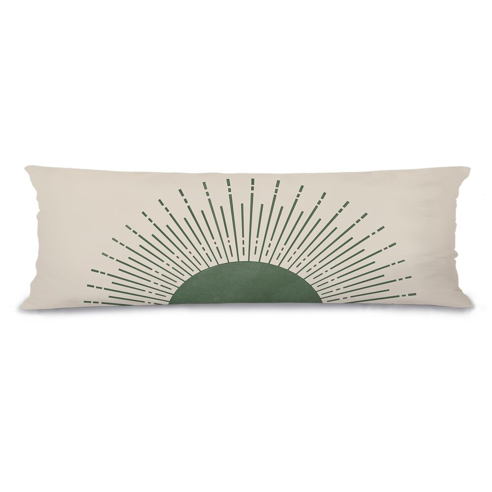 9810 Boho Green Sun Sunshine 20x54 Body Pillow Cover Case, Mid Century